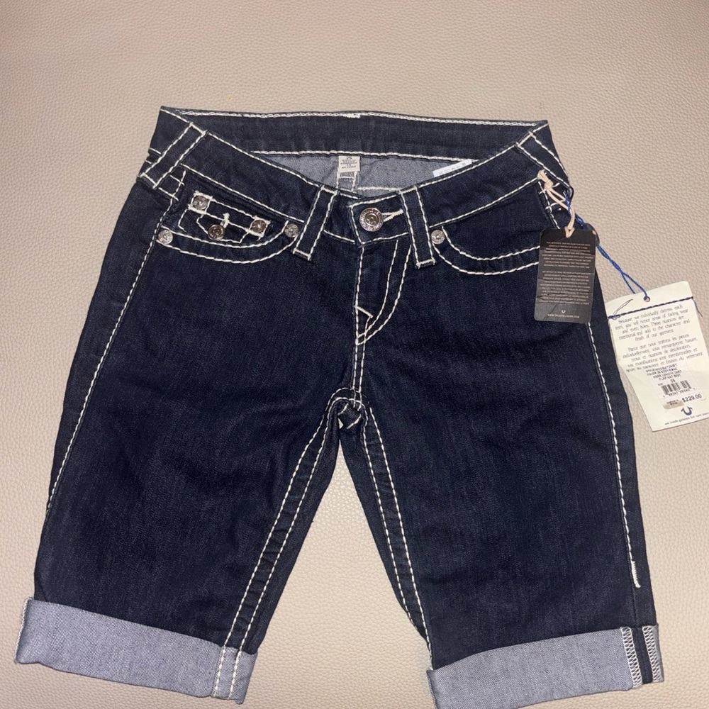 True Religion Dark Blue Denim Shorts